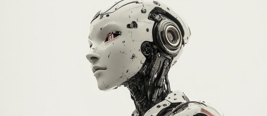 Poster - 3D illustration of an isolated female robot against a white backdrop