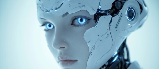 Poster - Futuristic robotic woman s face