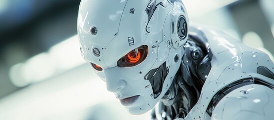 Poster - Furious 3D rendering of a cyborg character