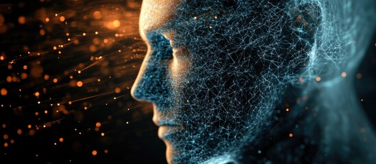 Aufkleber - 3D illustration of an abstract polygonal human face representing the concept of artificial intelligence for robot head design