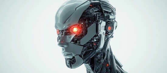 Aufkleber - Futuristic cyborg identity profile image on a white backdrop 3D rendering