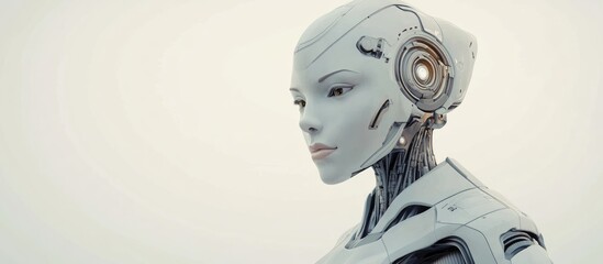 Poster - 3D rendering of a female humanoid robot set against a clean white backdrop