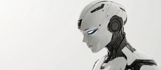 Poster - 3D representation of a female robot set against a white backdrop