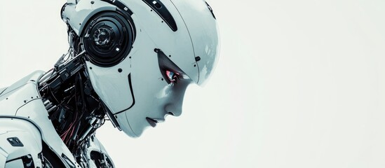 Poster - 3D illustration of an isolated female robot on a white backdrop