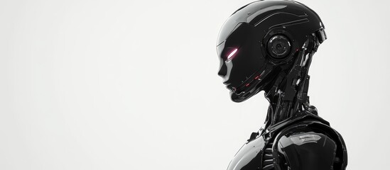 Poster - Stylish black robotic figure in profile view Robotic being