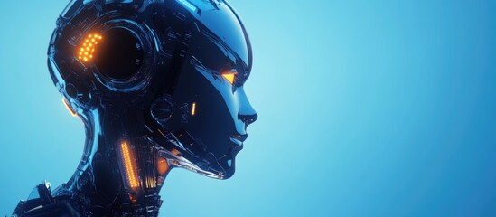 Aufkleber - Stylish futuristic cyborg head in profile