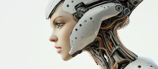 Poster - 3D rendering of a robot woman in profile view