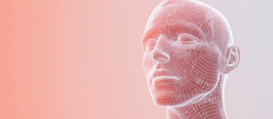 Aufkleber - 3D wireframe representation of a young male head on a plain background symbolizing technology cyborgs digital concepts avatars science fiction and the future in an abstract form