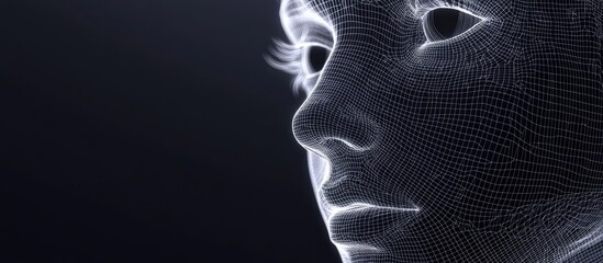 Aufkleber - 3D wireframe representation of a young female face against a contrasting background symbolizing technology cyborgs digital avatars and futuristic concepts in science and fiction