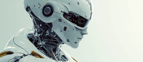 Poster - Highly detailed and realistic high resolution 3D depiction of a humanoid android