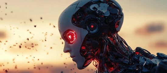 Poster - Cyborg identity profile image 3D illustration of an apocalyptic theme