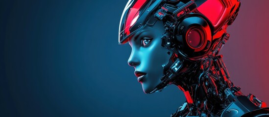 Poster - Stylish female cyborg in futuristic fashion 3D illustration of an advanced android design