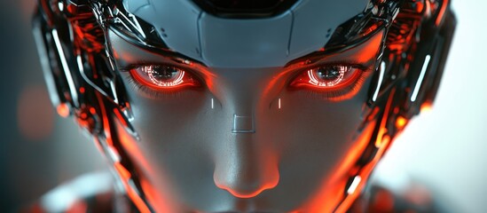Aufkleber - Front view of a robotic face gazing directly at the camera