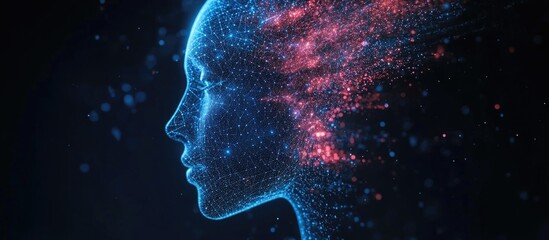 Aufkleber - Abstract digital human face representing concepts in artificial intelligence big data and cyber security in a 3D illustration