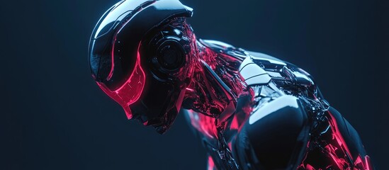 Poster - Cyborg character in a striking pose futuristic 3D illustration