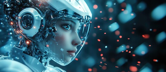 Poster - Cyborg girl depicted in a positive light showcasing a 3D illustration