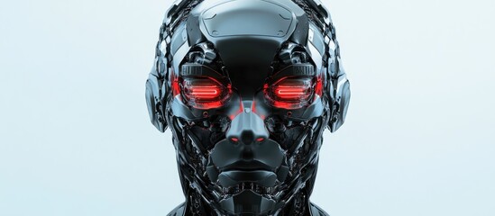 Aufkleber - Front view of an advanced cyborg face design
