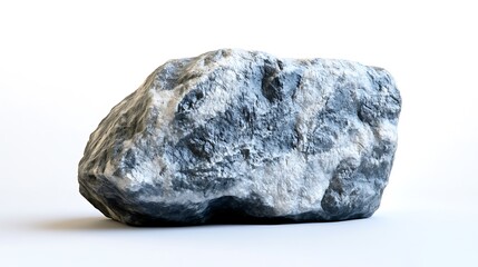 A solitary stone with defined lines and textures placed on a bright white background, rendered with sharp detail for illustration