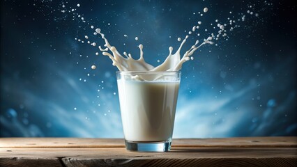 A splash of milk being poured into a glass creating a beautiful condensed effect, milk, splash, pour, glass, liquid, dairy