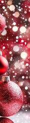 Poster - Cheerful Christmas background with bauble and glittery bokeh with blurred background. 