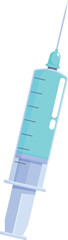 Poster - Cartoon medical syringe containing blue liquid, on a transparent background