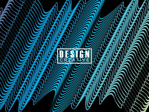 Futuristic abstract technology shining rainbow light lines on black background modern wave line pattern. Vector minimal line background with text for social media covers, headers, etc.