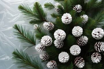 Vibrant White Pine Clusters on Clear Background for Seasonal Decor and Creative Design