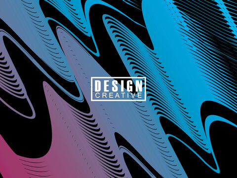 Futuristic abstract technology shining rainbow light lines on black background modern wave line pattern. Vector minimal line background with text for social media covers, headers, etc.