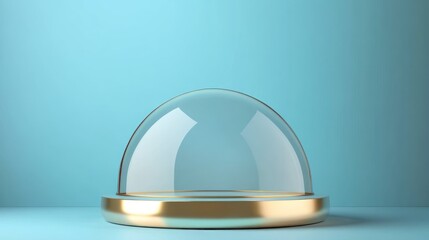 Wall Mural - Glass dome with golden rim on a blue background.