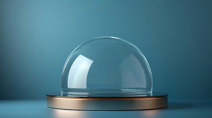 Wall Mural - Glass dome with a golden base on blue background.