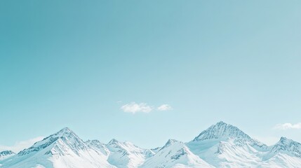 Naklejka na meble Majestic snow-capped mountain range under clear blue sky, showcasing the breathtaking beauty of towering peaks, pristine wilderness, and serene natural landscape. High resolution, perfect for nature, 