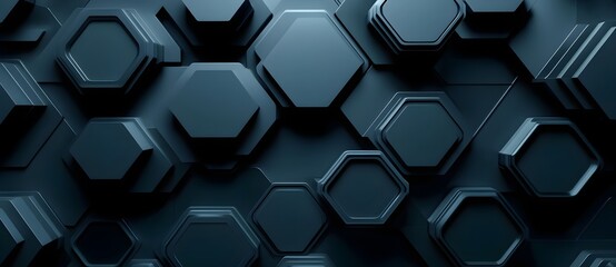 Abstract Dark Blue Hexagon Pattern