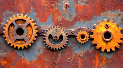 Wall Mural - Rusty Gears on Metal Surface