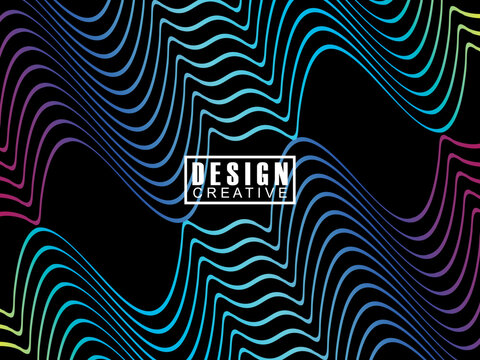 Background Futuristic abstract technology shining rainbow light lines on black background modern wave lines pattern. Vector minimal line background with text for social media covers, headers, etc.
