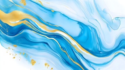 Poster - Abstract Blue and Gold Swirls