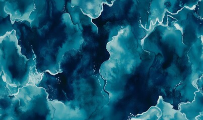 Abstract Watercolor Background in Teal and White