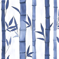 Sticker - Blue Bamboo Watercolor Pattern