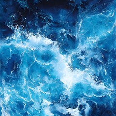 Canvas Print - Abstract Blue Ocean Waves Texture