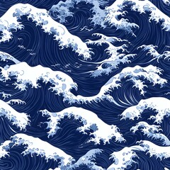 Canvas Print - Seamless pattern of blue waves