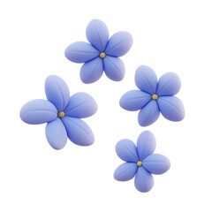 blue frangipani flowers 3d render icon isolated on transparent background cutout