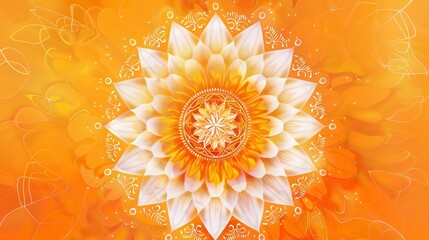 Summer Flower mandala on orange background
