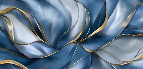 Poster - Abstract blue and gold background