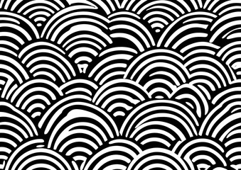 Poster - Abstract Black and White Pattern with Curved Lines