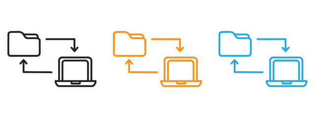 Poster - Data transfer icon Thin line illustration set