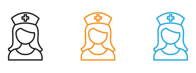 Nurse Icon Thin line illustration set