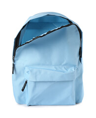 Canvas Print - Stylish light blue backpack isolated on white