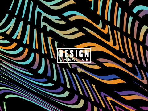 Background Futuristic abstract technology shining rainbow light lines on black background modern wave lines pattern. Vector minimal line background with text for social media covers, headers, etc.