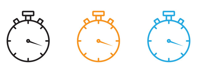 Poster - Stop watch icon Thin line illustration set
