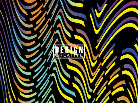 Background Futuristic abstract technology shining rainbow light lines on black background modern wave lines pattern. Vector minimal line background with text for social media covers, headers, etc.
