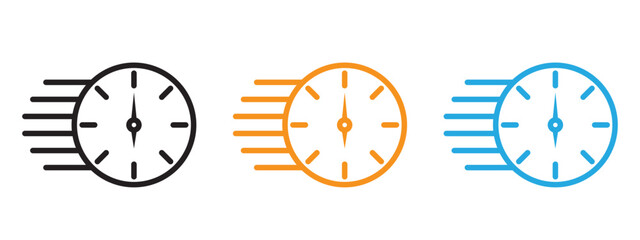 Poster - Time fast icon Thin line illustration set